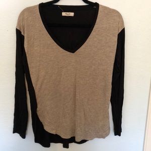 Madewell gray and navy super soft long sleeve top